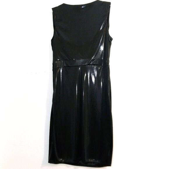 NWT LaRok liquid metallic black cowl neck dress M - Picture 5 of 14